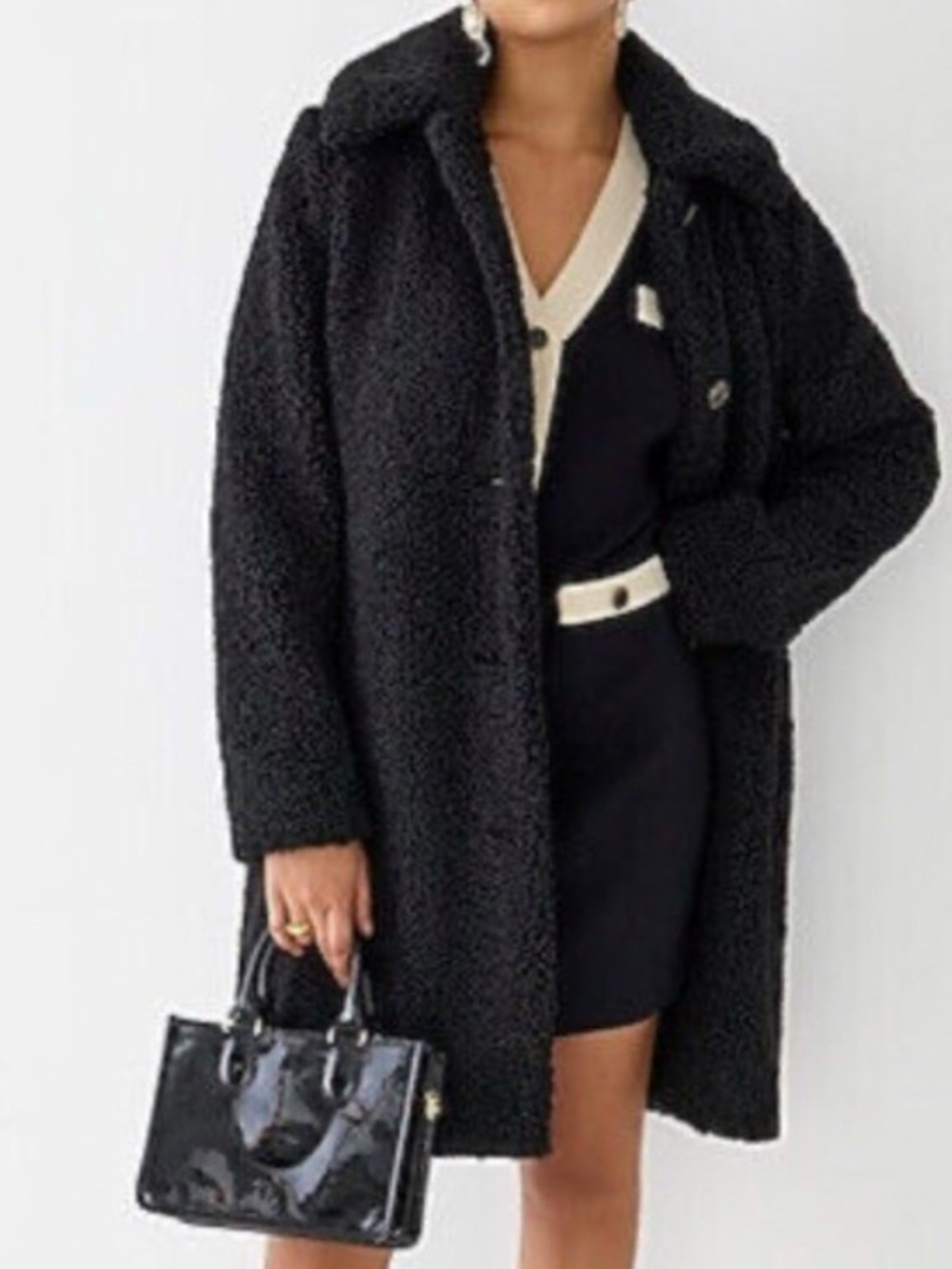 J Crew Black Teddy Sherpa Lady Coat NEW